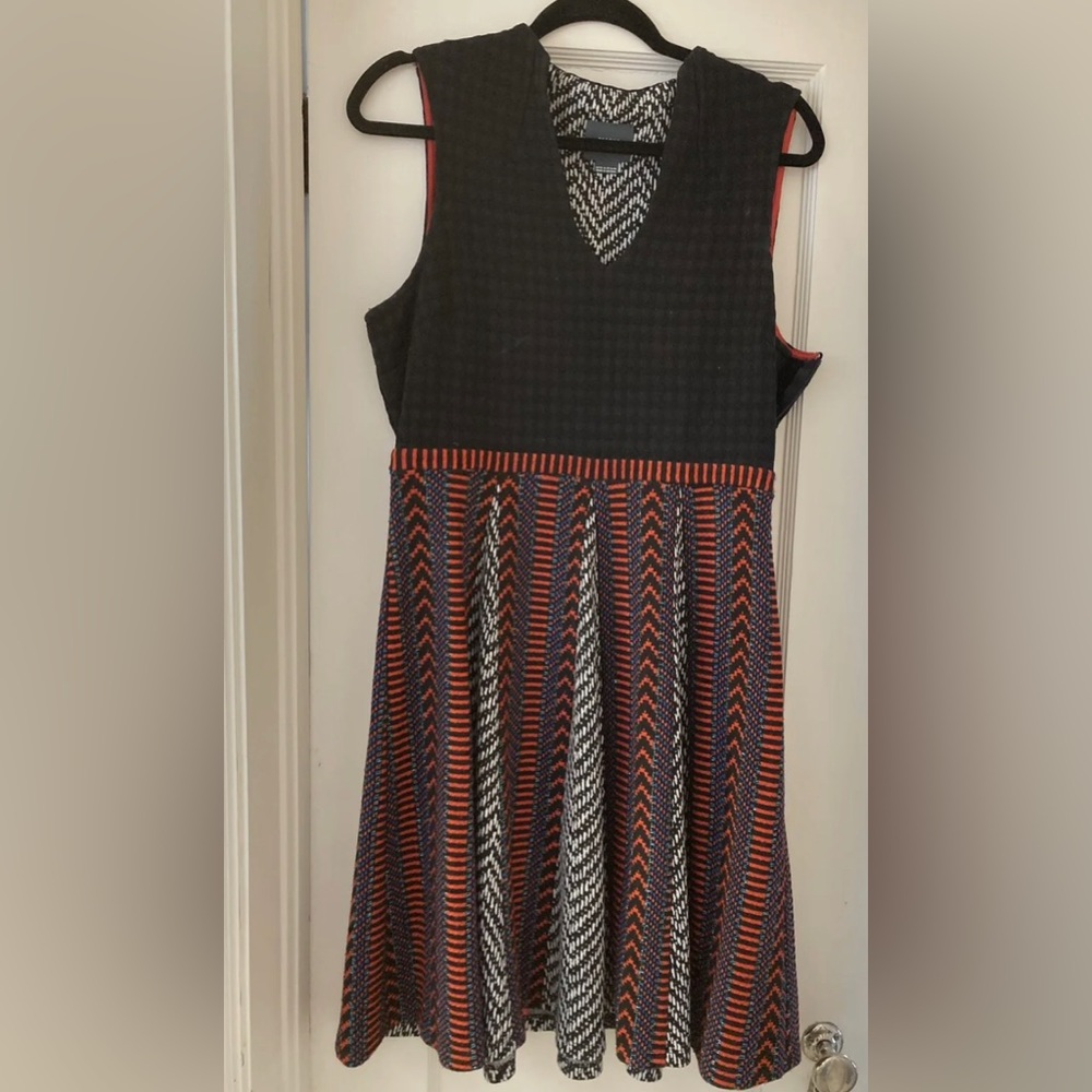 Anthropologie Black Bodice Multicolor Chevron Skirt Dress